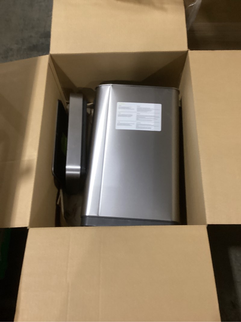 Condition photo showing New/Like New for EKO Deluxe Mirage-T 50 Liter / 13.2 Gallon Touchless Rectangular Motion Sensor Trash Can, Matte Stainless Steel Finish Deluxe 50L - Stainless Steel