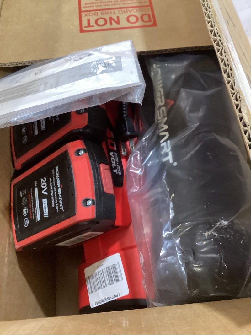 Condition photo showing As Is for powersmart 650cfm 160mph cordless leaf blower, 40v lighweight leaf blower,2 speed mode with 2pcs 2.0ah batteries & chargers, perfect for quick & easy lawn care, yard, sidewalk