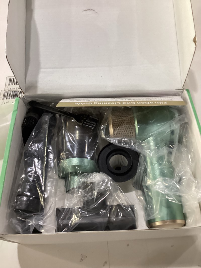 Condition photo showing New/Like New for JONYJ Handheld Car Vacuum Cleaner, 16000PA Hand Held Vacuum Portable Cordless, 2 in 1 Air Duster and Vacuum Cleaner with LED Light, Multi-Nozzles, 120W High Power Mini Vacuum for Home, Pet, Office Green & Gold