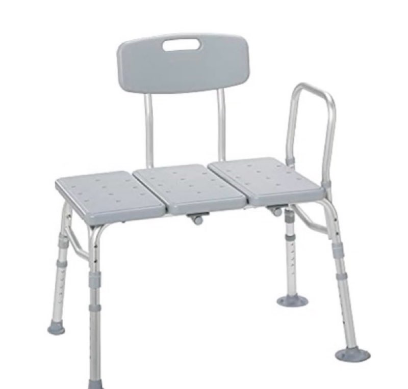 Drive Medical 12011KD-1 Tub Transfer Bench For Bathtub, Height Adjustable Shower Bench with Backrest, Shower Shower Chair Bath Seat for Elderly, Seniors, Arm Support for Transfer, 400 Weight Cap