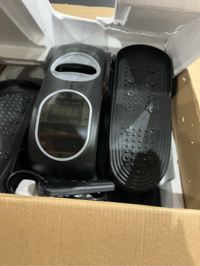 Condition photo showing As Is for merach under desk elliptical machine, leg exerciser while sitting for seniors with 12-speeds & remote control, quiet portable electric seated pedal exerciser machine for home office