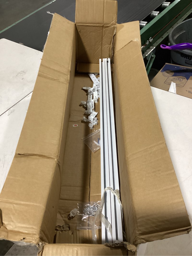 Condition photo showing As Is for double row ceiling curtain track ceiling mounted curtain double rails for curtains, drapes, room dividers ceiling mount double curtain tracks system-sliding curtain rail
