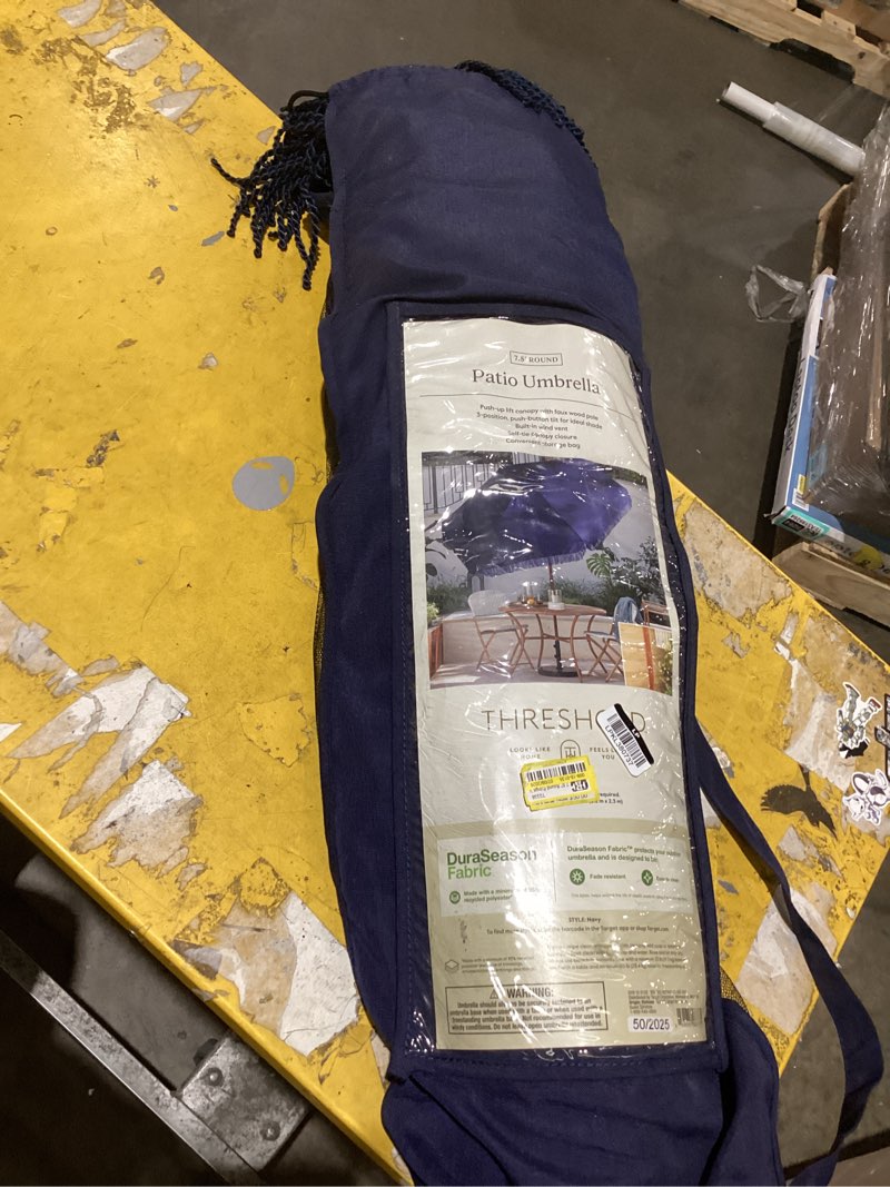 Condition photo showing Good Condition for 7.5" round fringe valance outdoor patio umbrella navy blue - threshold™