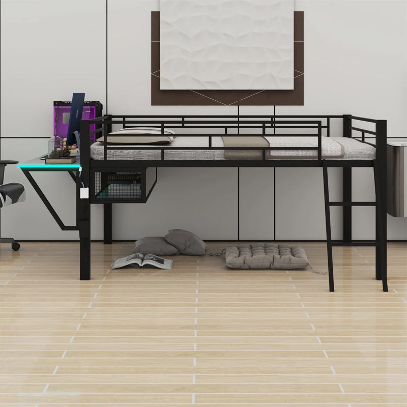 Aaronisha Metal Loft Bed Storage Bed