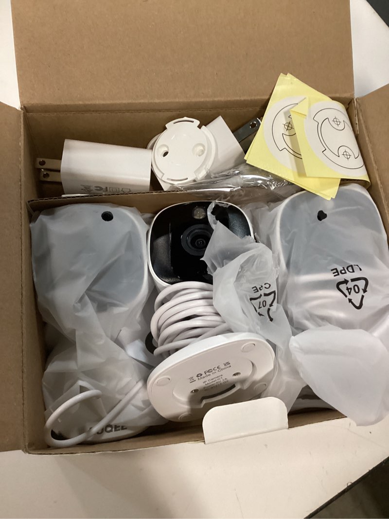 Condition photo showing Good Condition for aoqee 2k cameras for home security-outdoor/indoor camera for dog/cat/pet/nanny/baby/elderly, color night vision, white light, siren, 24/7 sd recordings, works with alexa, plug in (c1-white-3pack-2.4g)