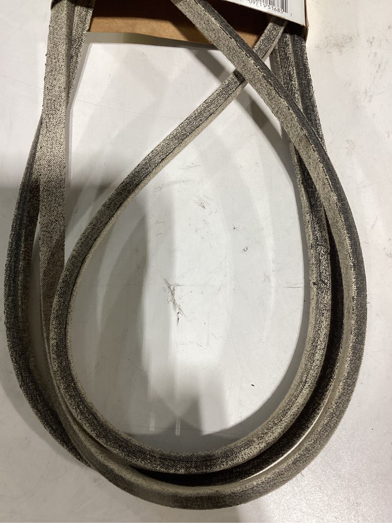 Condition photo showing As Is for sunbelt 1/2-in x 95.5-in deck belt, for 38-in 42-in 46-in riding mower/tractors, replaces oem part number