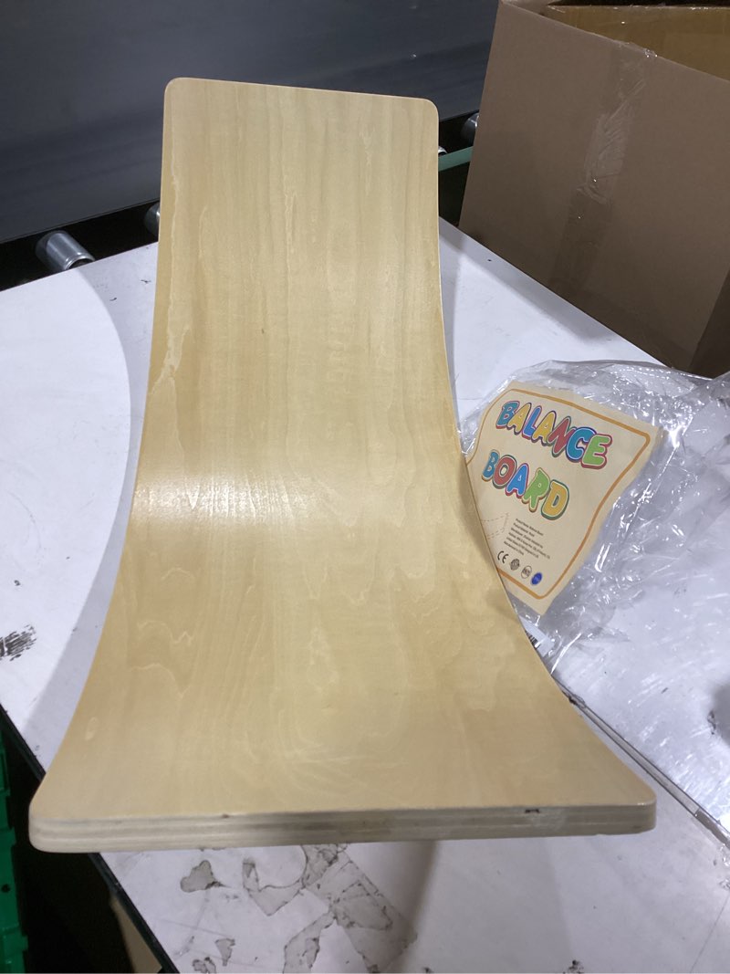 Condition photo showing Good Condition for gentle monster wobble balance board, wooden montessori toy rocker board natural wood kids toddler open ended learning toy yoga curvy board for adult office classroom christmas gifts