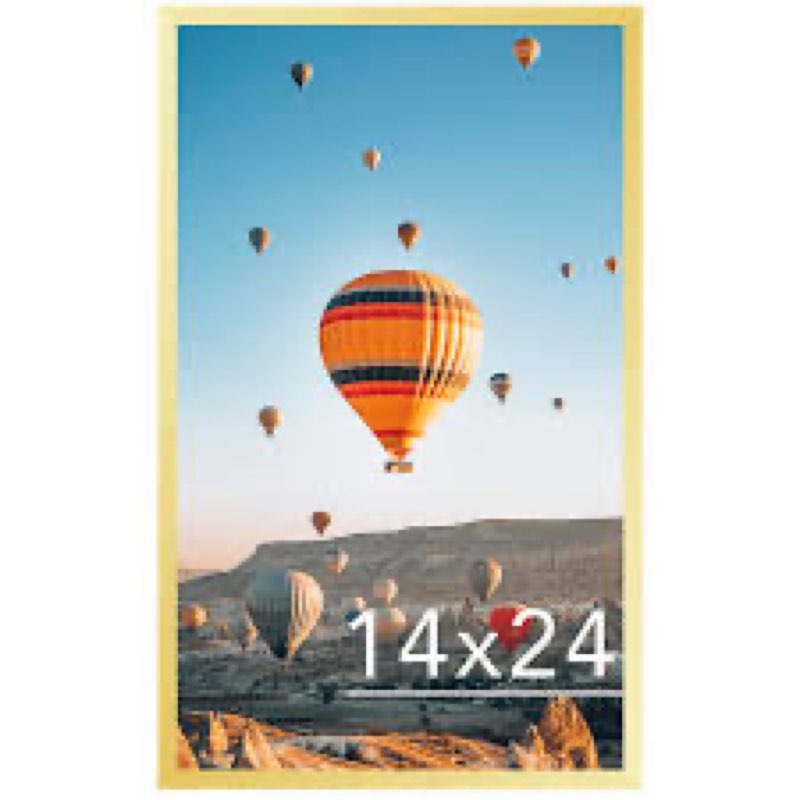 14”x24” Picture Frame Gold for Poster Photo Picture, Horizontal and Vertical Formats for Wall Hanging, 14 x 24 Wall Gallery Poster Photo Frame with Shatter Resistant Plexiglass,Gold Gold