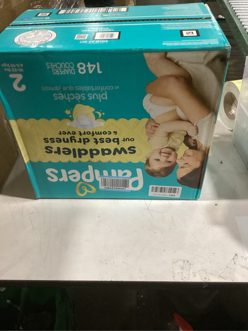 Condition photo showing New/Like New for Pampers Swaddlers Diapers, Size 2 (10-22 lbs), 148 Count, Absorbent, Keeps Baby Dry and Comfortable, Skin Safe Disposable Baby Diaper Size 2 148