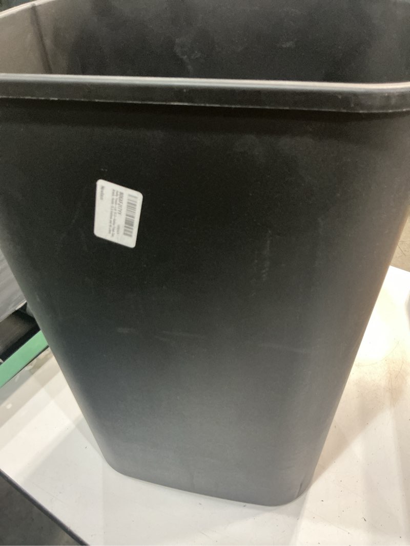 Condition photo showing As Is for hefty touch-lid 13.3-gallon trash can, black, holds 13.3 gallons and 50 liters