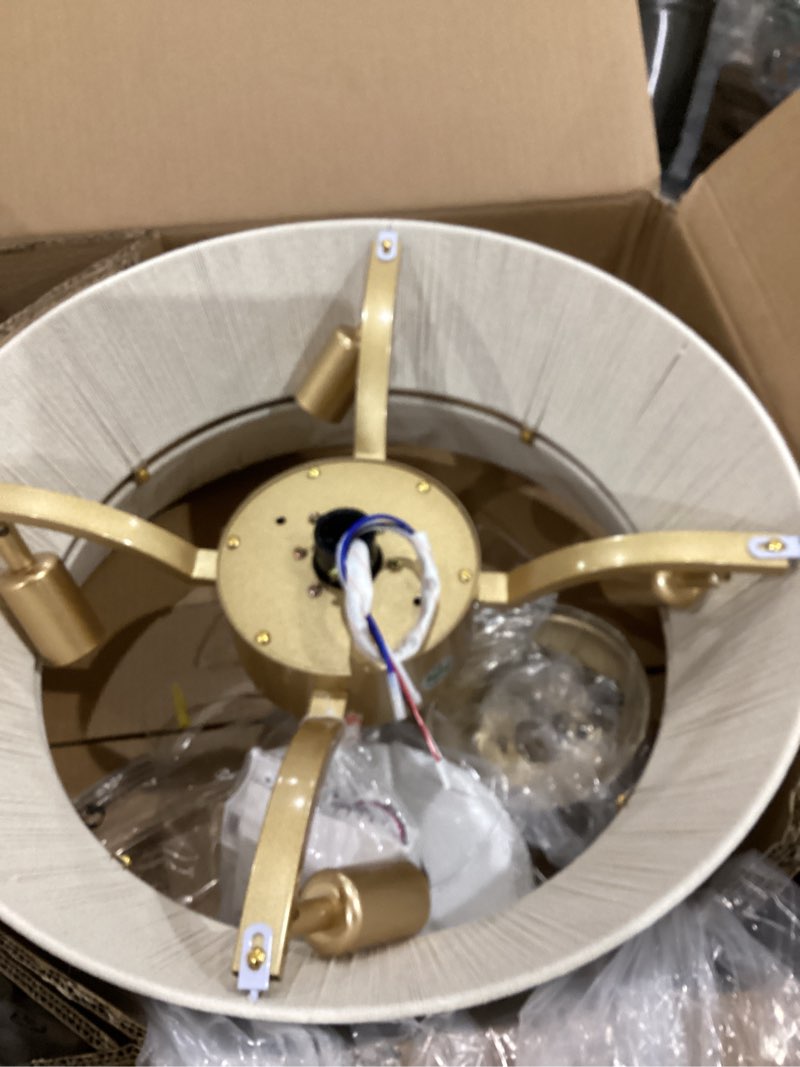 Condition photo showing Good Condition for boho fandelier ceiling fan with light and remote rattan chandelier fan gold caged ceiling fan with light for bedroom, living room nursery?foyer?kitchen?6 speed, timing adjustable height? beige rattan ceiling fan