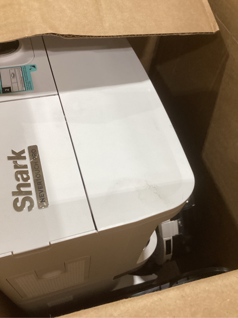 Condition photo showing As Is for Shark Robot Vacuum & Mop Combo, PowerDetect NeverTouch Pro, Pad Wash & Dry, 60-Day Debris Capacity, 5PowerDetect Technologies,White,AV2800ZE, for Carpets & Hardfloors Wet+Dry AutoRefill+SelfClean-White