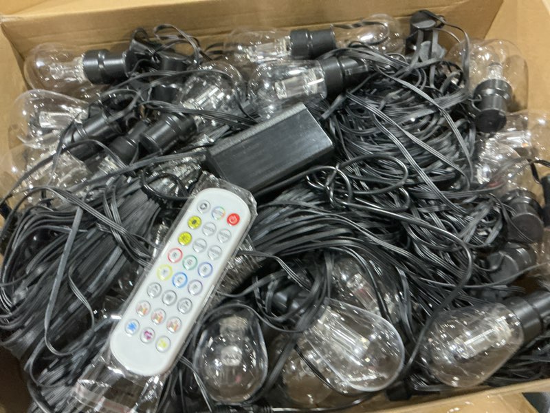 Condition photo showing Good Condition for ailbton 400ft rgb+ic smart outdoor string lights, ip67 waterproof led color changing clear bulb string lights with app & remote control, shatterproof hanging patio lights for backyard garden party 400ft string