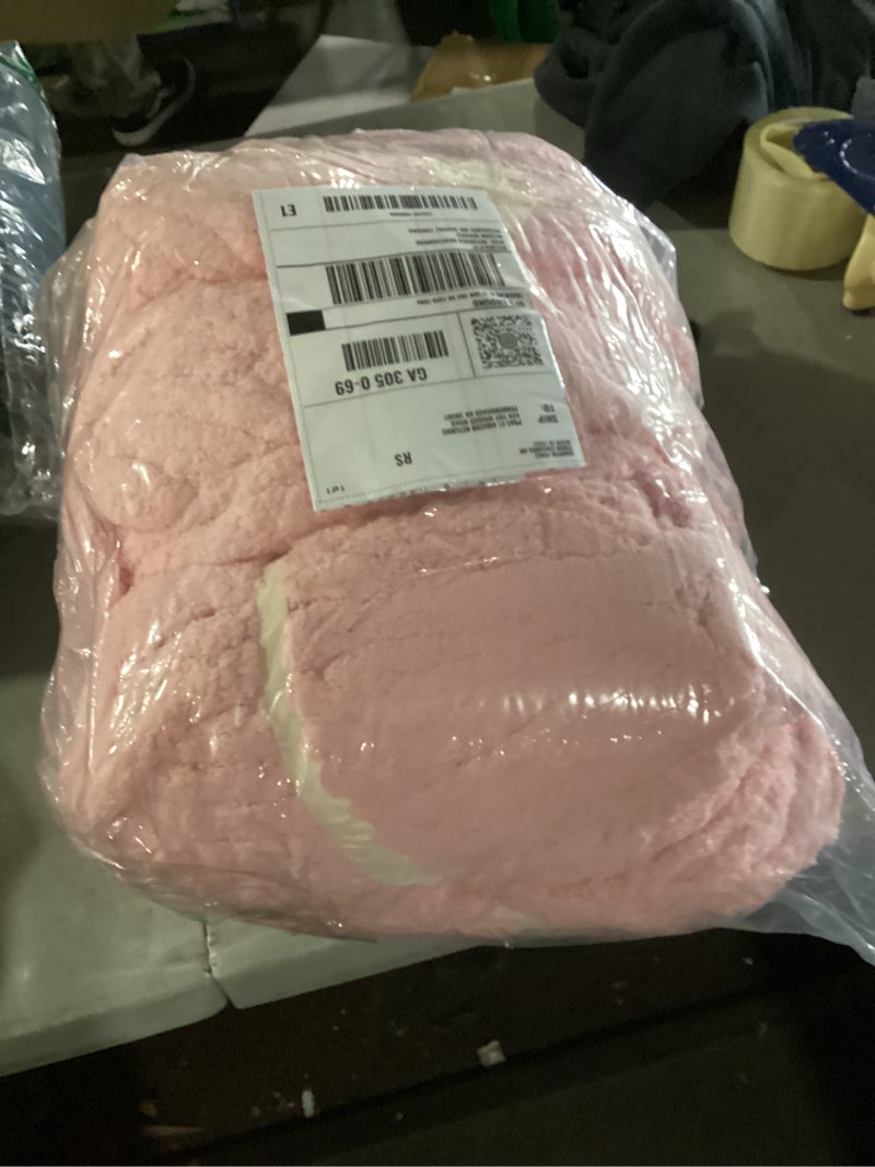Condition photo showing As Is for Bedsure GentleSoft Sherpa Fleece Throw Blanket for Couch - Thick and Warm Throw Gifts for Women and Girls, Soft Fuzzy Plush Christmas Blanket for Winter, Room Home Decor, Pink, 50x60 Inches Throw (50" x 60") 07 - Pink