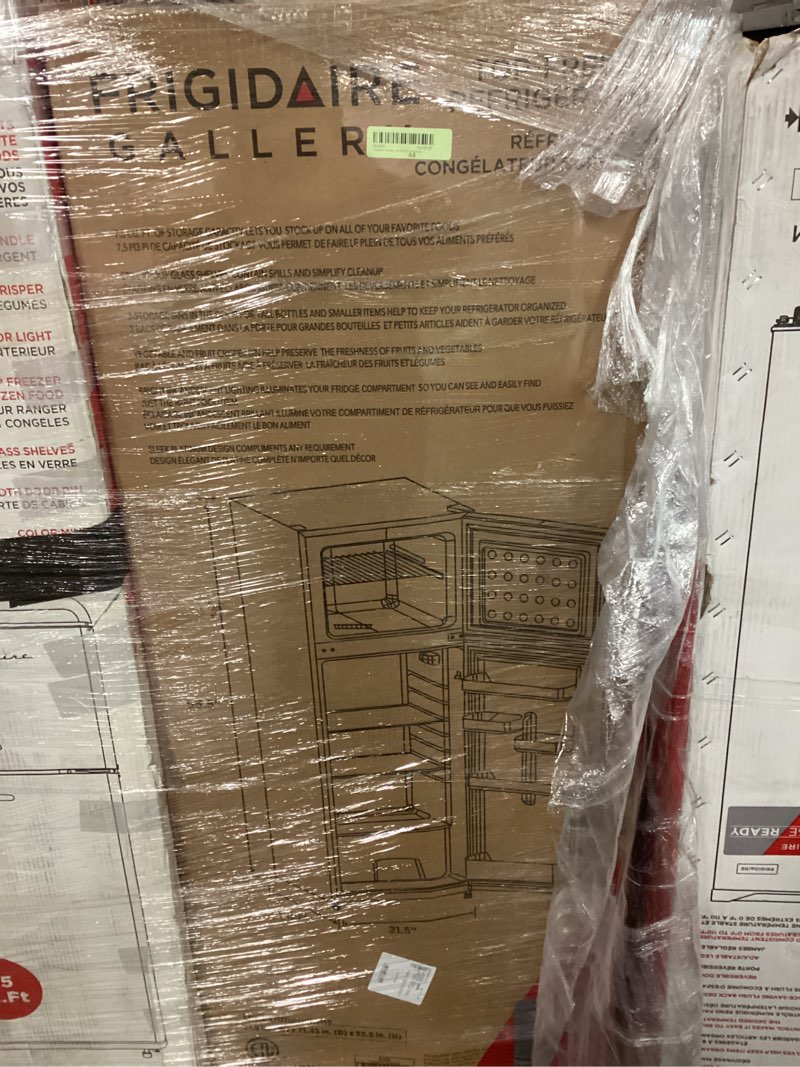 Condition photo showing As Is for 7.5 CU FT TOP MOUNT FRIDGE, PLATINUM | FGFR797-C-6COM