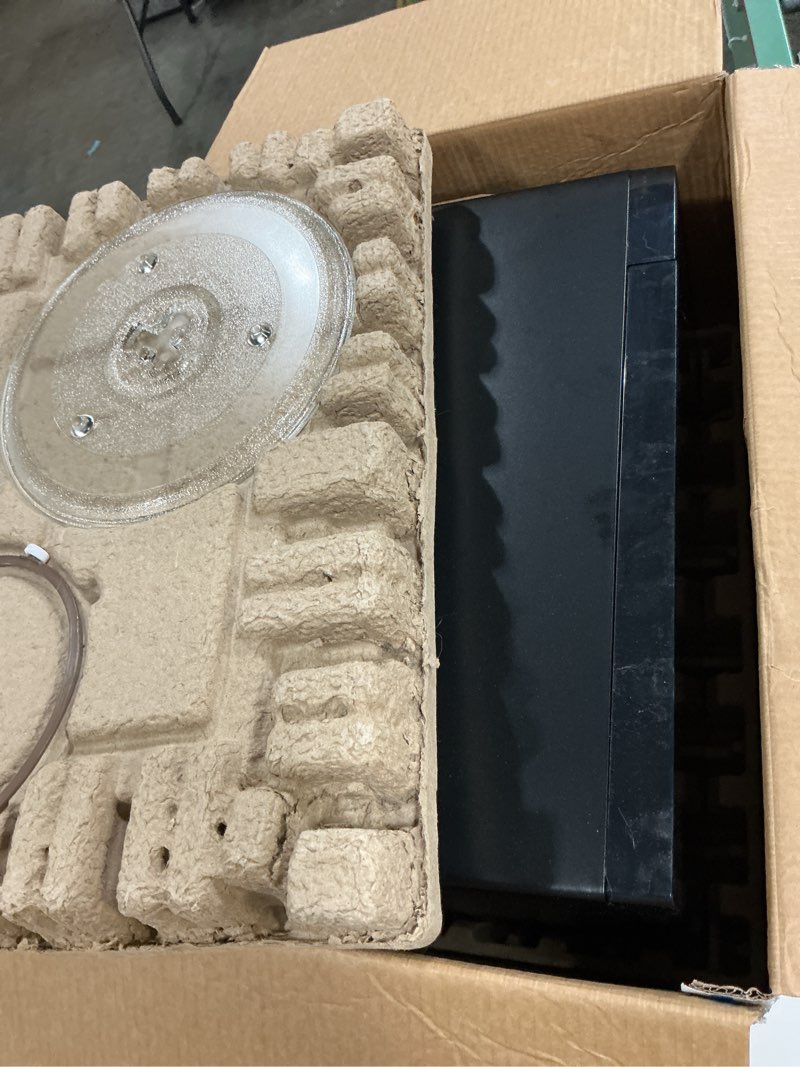 Condition photo showing As Is for mainstays 0.9 cu ft 3-in-1 air fry convection microwave oven, 900 watts