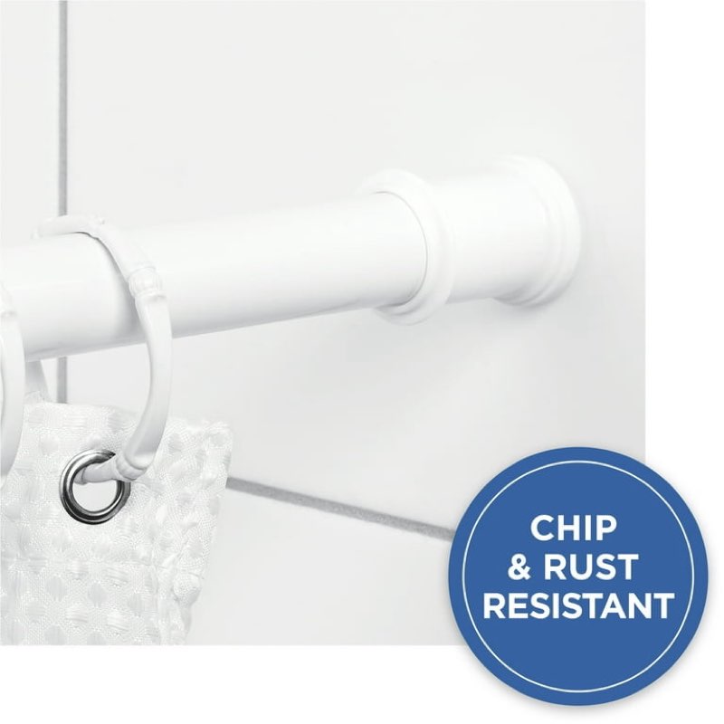 Mainstays Adjustable Tension Shower Curtain Rod, 44” - 72\", Easy to Install, No Drilling, White. Pack of 3