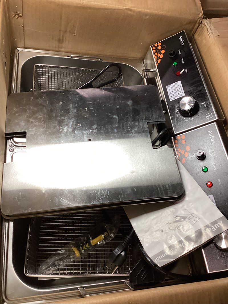 Condition photo showing New/Like New for Commercial Deep Fryer 20L/21Qt Dual Tank Countertop Fryer 1.0mm Thickened Stainless Steel 3400W Electric Immersion Deep Fryers with Basket Adjustable Temperature for Restaurant 21.10 Qt