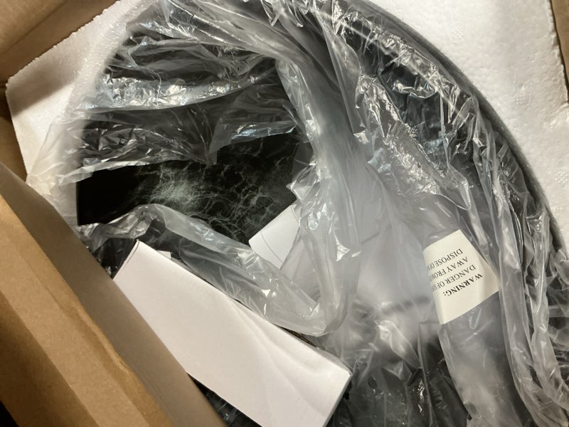 Condition photo showing Good Condition for Bathroom Artistic Vessel Sink, Tempered Glass Vanity Round Bowl with Oil Rubber Bronze Faucet and Pop up drain Set, Black