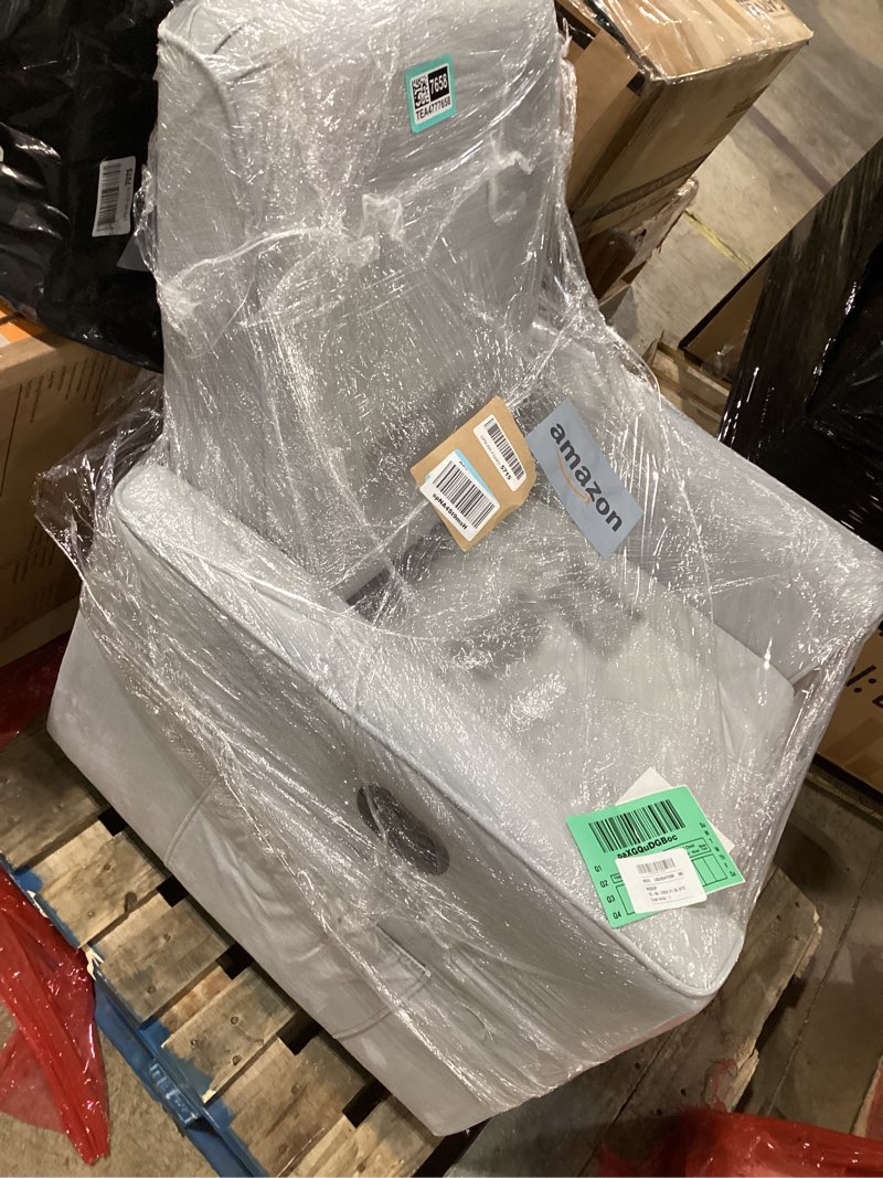 Condition photo showing Good Condition for evolur raleigh upholstered manual glider recliner– rocking & 360° swivel with smooth glide – greenguard gold & fsc certified – modern nursery and living room chair in grey misty grey