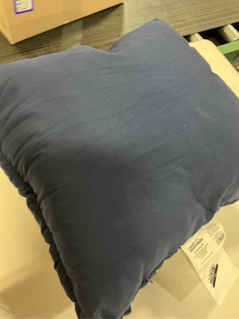 Condition photo showing As Is for 19"x19" quilted solid pillow navy - room essentials™