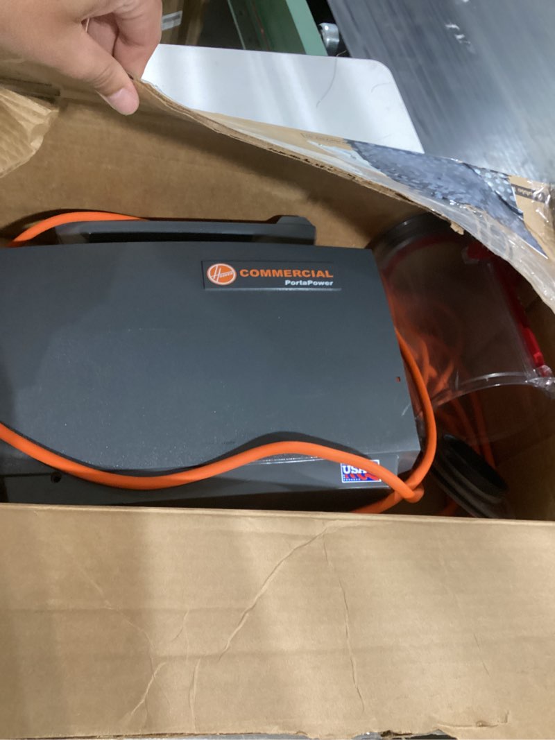 Condition photo showing As Is for incomplete  Hoover Commercial PortaPower Lightweight Canister Vacuum Cleaner, Bagged Canister Vac with Attachments, 2-in-1 Vac and Blower, Corded Vacuum Cleaners for Commercial Use