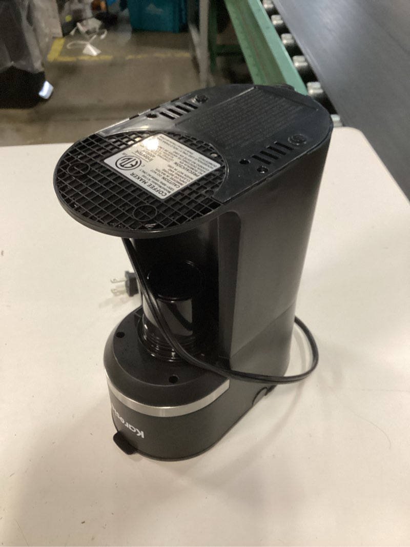Condition photo showing As Is for single serve coffee maker for k-cup and grounds, fast brew, 6-12 oz brew sizes single cup coffee maker fits 5.5" mugs, one-button small coffee maker, descaling reminder,black,9.45 inches black 9.45 inches