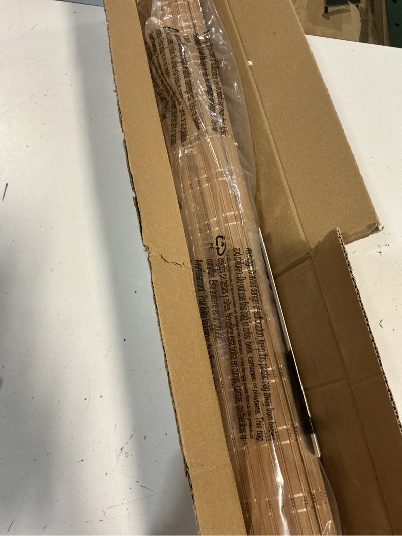 Condition photo showing New/Like New for lazblinds no tools no drill bamboo roller shades, cordless bamboo blinds, light filtering roll up blinds for windows, french door, porch or patio privacy screen, 23'' w x 64'' h, brown206 brown (unknown size)
