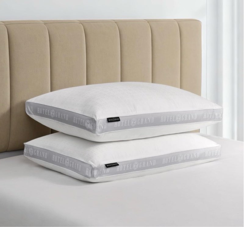 hotel grand bed pillows king size set of 2, 500 thread count cotton cover, down alternative hotel pi