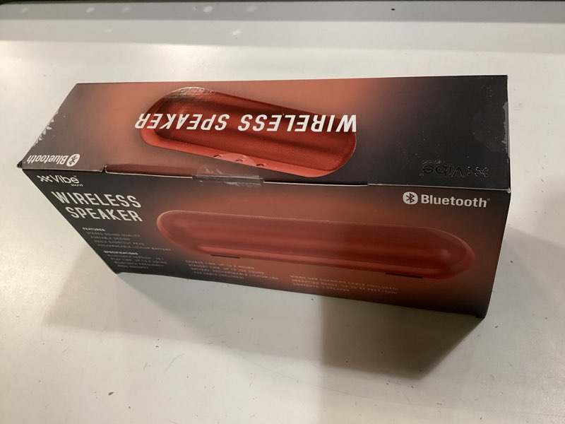 Condition photo showing New/Like New for vibe red portable bluetooth speaker model dg-478