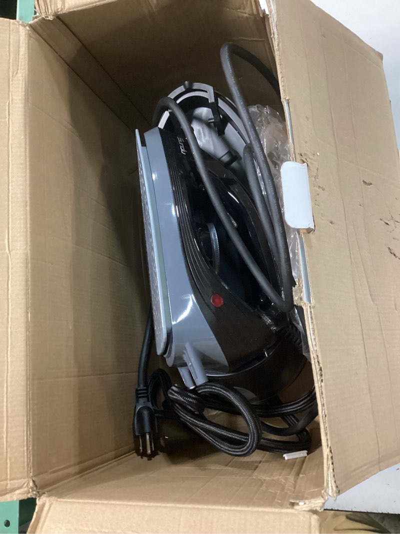 Condition photo showing As Is for sundu pro steam station iron for clothes,1600w professional steam iron with 44 oz tank, 400 microsteam holes, built-in pump, ceramic baseplate,iron lock for easy carry black and gray