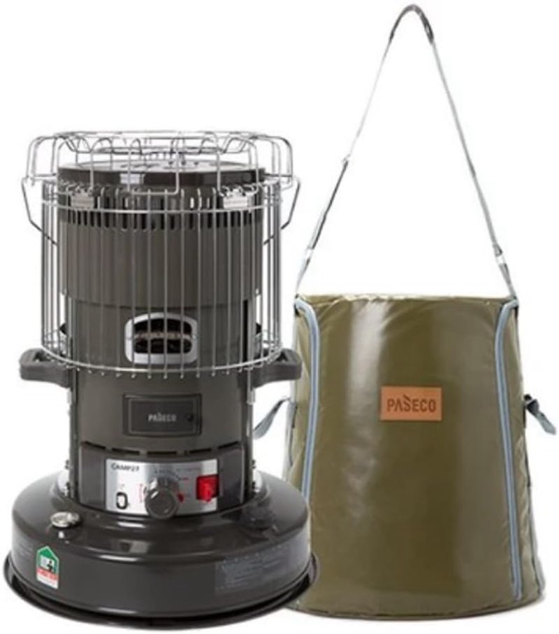 Paseco Kerosene Oil Heater Glass Burner CAMP-25S Winter Outdoor Camping Stove Bag Set Dark gray17.5x24.2inch
