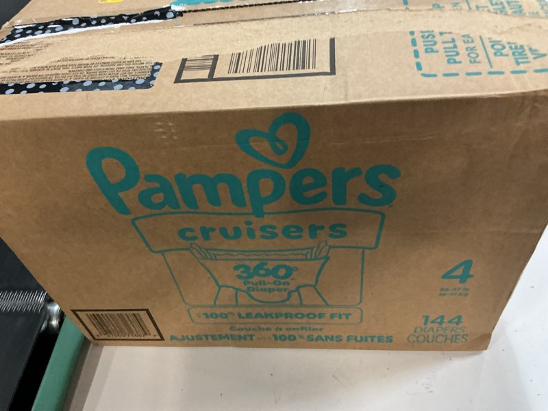 Condition photo showing New/Like New for pampers diapers - cruisers 360 - size 4, 144 count, babyproof up to 100% leakproof pull-on diaper size 4 144