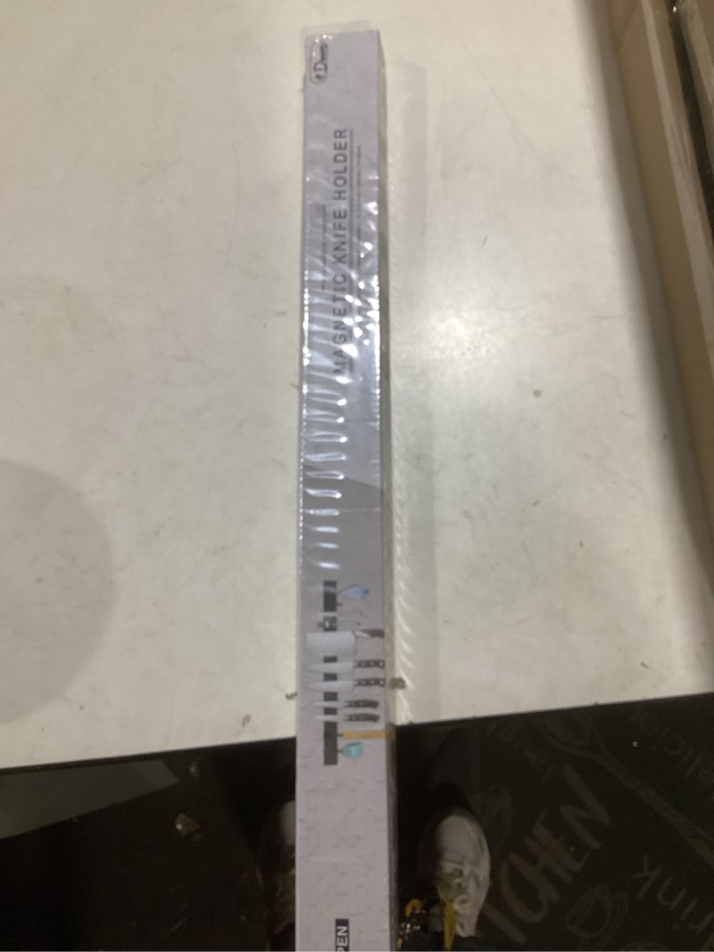 Condition photo showing New/Like New for Dmore magnetic knife holder for wall—with 4 hooks, No Drilling 20 Inch black knife magnetic strip, Powerful knife magnet rack, include Adhesive Tape and screws for Knives, Utensils, and Tools Stainless Steel 20 Inch