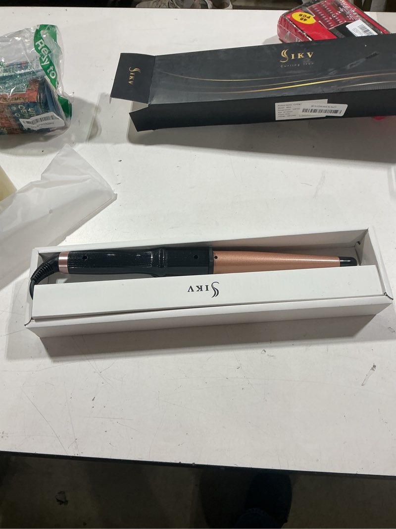 Condition photo showing Good Condition for dual voltage curling wand for europe travel,tapered creamic curling iron wand 1 ¼-inch to 3/4-inch for long hair,100-240v|glove include 0.75-1.25 inch