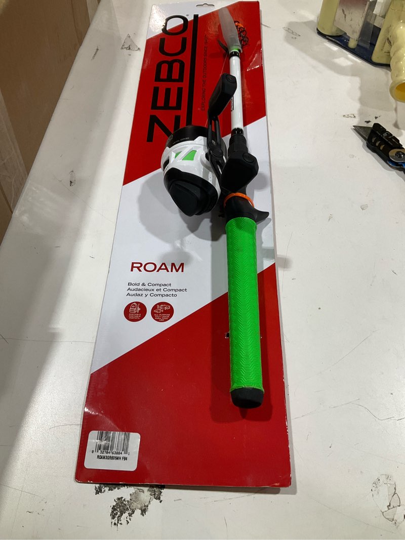 Condition photo showing Good Condition for zebco roam spincast reel and telescopic fishing rod combo  6-foot 5-piece rod  green