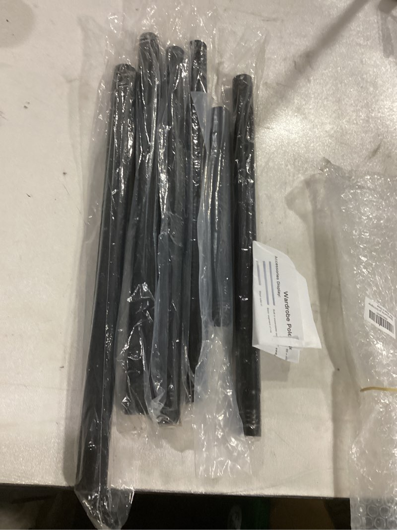Condition photo showing As Is for **RODS ONLY** (no  hardware) Upgraded Closet Rods for Hanging Clothes, 18 to 92 Inches Adjustable Heavy Duty Closet Rod, Metal Cl