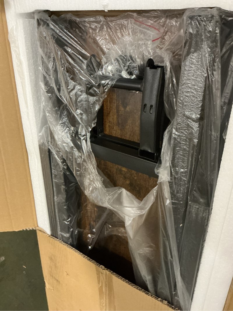 Condition photo showing Good Condition for Frylr Small Folding Computer Desk – 35.8 Inch Portable Table for Craft and Study, Lightweight Desk for Small Spaces, Foldable Laptop Table Built-in AC/USB Outlets for Convenience, Rustic Brown 35.8 x 15.7 Inch With Power Outlets Rustic Brown