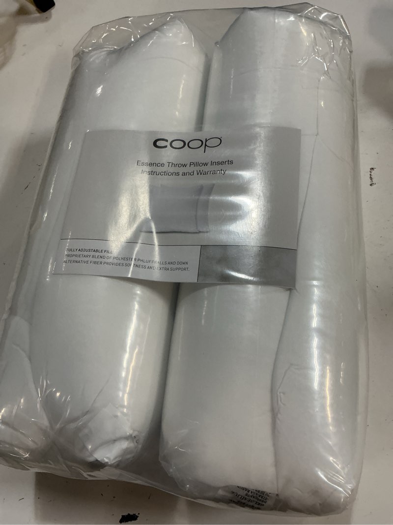 Condition photo showing New/Like New for coop home goods essence adjustable throw pillow inserts 20x20, set of 2, adjustable down alternative cushions for couch, bed, or chair, decorative square pillows for living room, oeko-tex certified essence down alternative 20x20