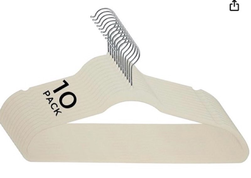 Amazon Basics Slim, Velvet, Non-Slip, Space-Saving Suit Clothes Hangers, Pack of 1 , Ivory/Beige Ivory/Beige Pack of 1