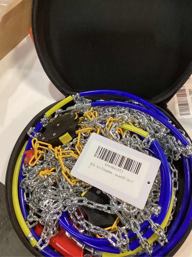 Condition photo showing Good Condition for Auto-Fixing Snow Chains, 30s Quick Fit Easy Installation Tire-Chains, Portable Reusable High Carbon Steel Anti Slip Tire Chain for Passenger Car, Pickup Trucks and SUV - Set of 2 HKN-130