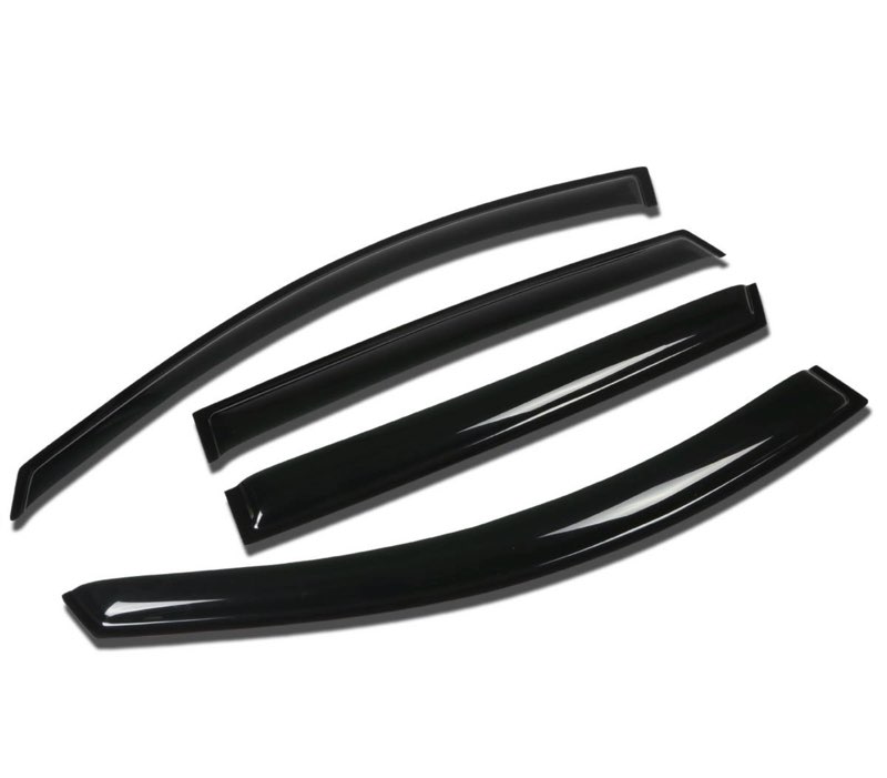 dna motoring set of 4 tape-on window rain guards compatible with 08-17 buick enclave smoke tint window visor shade/sun wind/rain deflector, wvs-212
