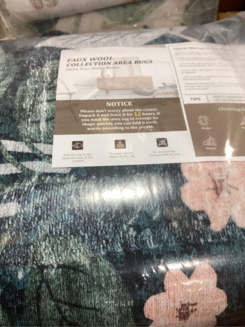yihouse 8x10 green area rug, washable bedroom rug floral non slip soft, large colorful flower carpet