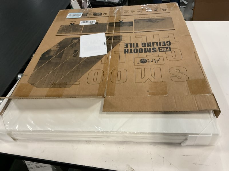 Condition photo showing Good Condition for art3d 12-pack smooth drop ceiling tile 2ft x 2ft - fire-rated, waterproof, reusable - premium pvc, no sag and breakage - cover 48 sq. ft, white 24*24 square white 12