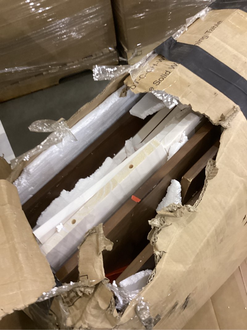 Condition photo showing As Is for Breakfast Nook Table Set for Kitchen - White Brown Space Saving Solid Wood L Shaped Corner Dining Table Set with Bench Seating for Dining Room Apartment for 4 to 6 People Dark Brown Style Set