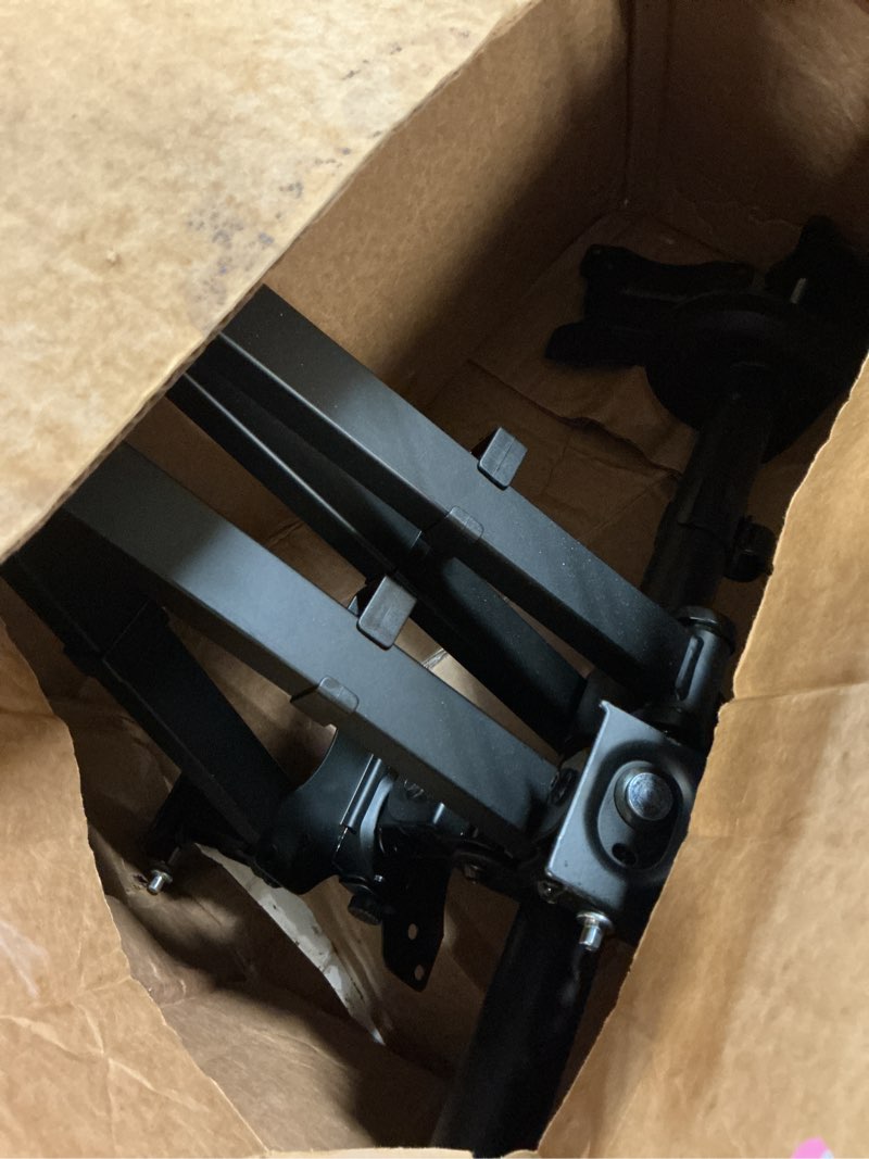 Condition photo showing As Is for triple monitor mount,3 monitor desk mount fits 13-27 inch screens,triple monitor stand fully adjustable with cable management,22 lbs weight capacity per arm,vesa 75/100mm triple arms