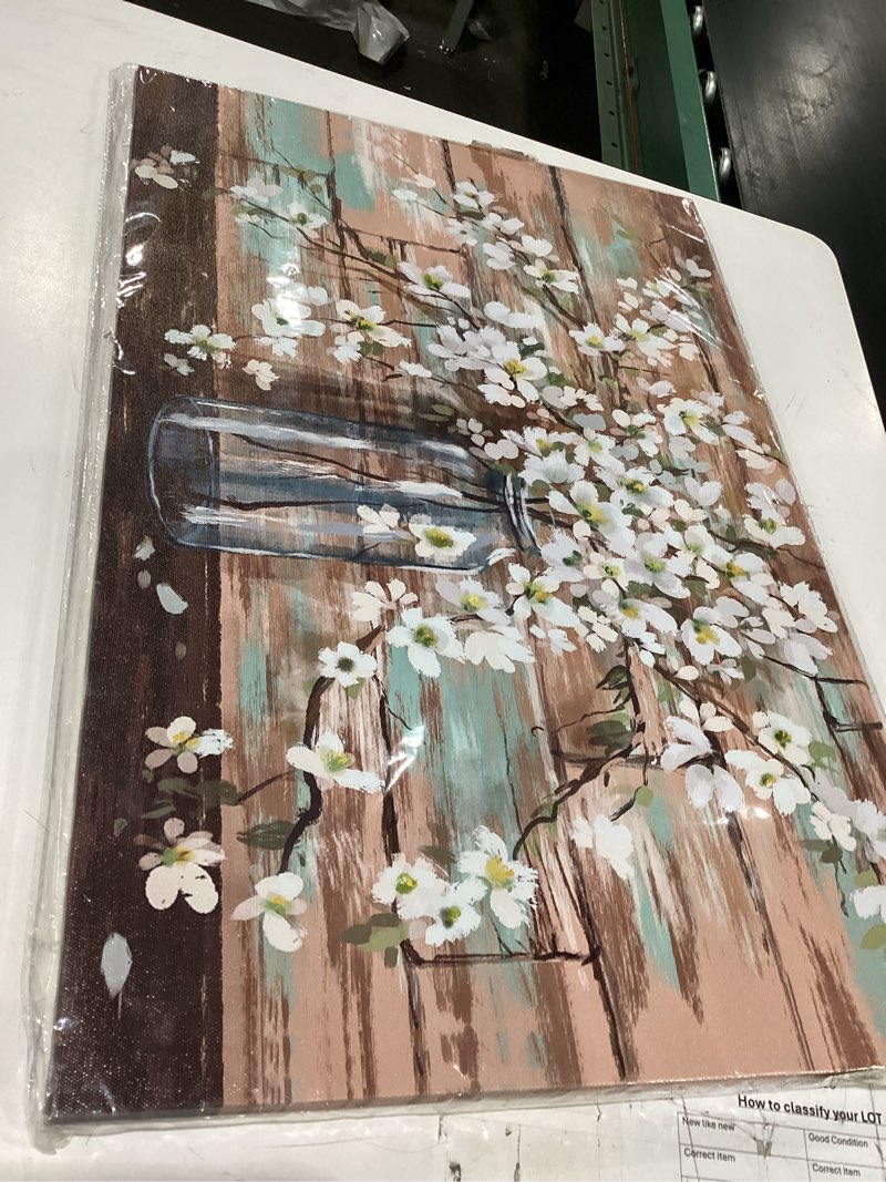 Condition photo showing Good Condition for ebeng white small flowers theme living room entryway bedroom wall hanging wall art prints wall paintings oil paintings rustic farmhouse style canvas wall art murals decorative paintings 12x15 inches