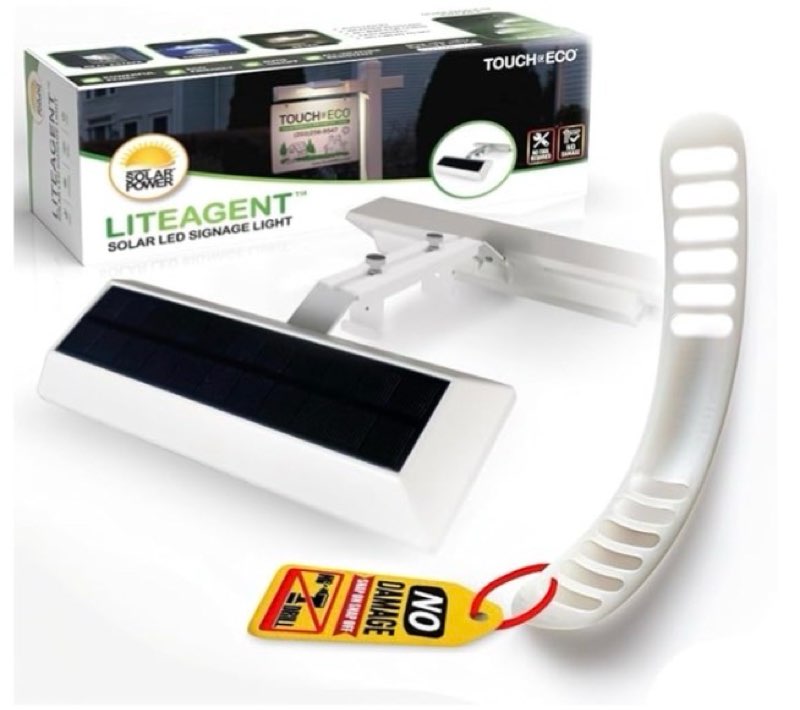 LITEAGENT PRO Solar LED Post Light Patented Angle Design for Real Estate & Business Signs, Upgraded 