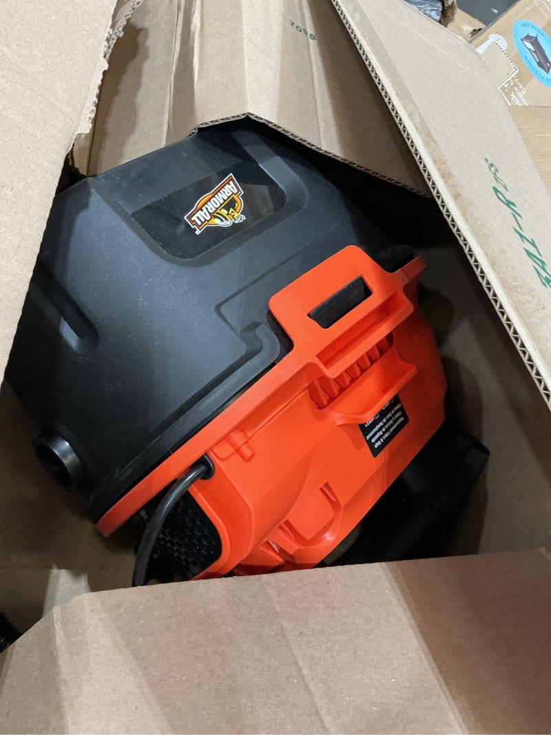 Condition photo showing As Is for armor all aa255w wet/dry utility vac 2.5 gallon, 2.5-gallon,120 volts (ac), orange/black update 2.5 gal
