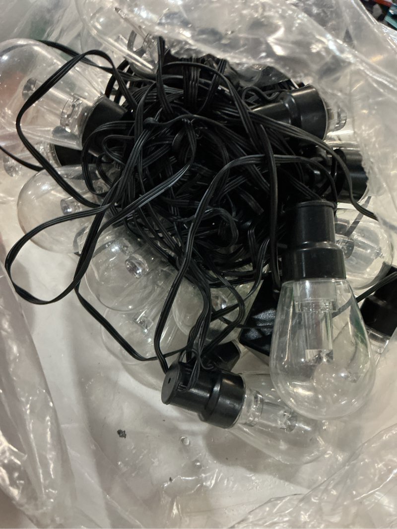 Condition photo showing Good Condition for daybetter 100ft outdoor string lights, with 24 edison vintage shatterproof bulbs, st38 waterproof hanging lights, connectable and dimmable lights for yard patio